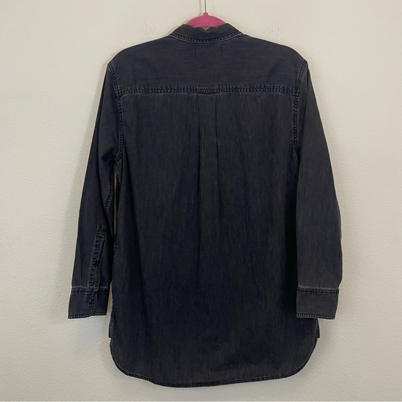 NWT Madewell Denim Popover Top Long Sleeve in Black Wash Size Small - Picture 11 of 14